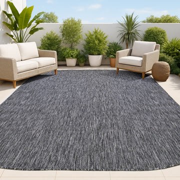 Miles Modern Minimalist Radius Corner Solid Indoor/Outdoor Area Rug